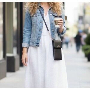 Kate Spade Black Leather Phone Sling Gold Hardware Credit Card Slots EUC!!